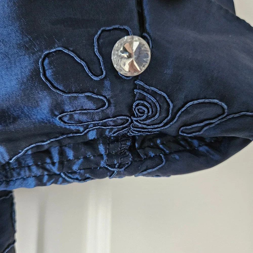 JR Nites Vintage Caliendo Jacket Womens 14 Navy Blue Embroidered‎ Wedding Guest